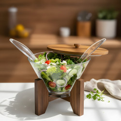 Acrylic & Wooden Bowl with Two Spoons